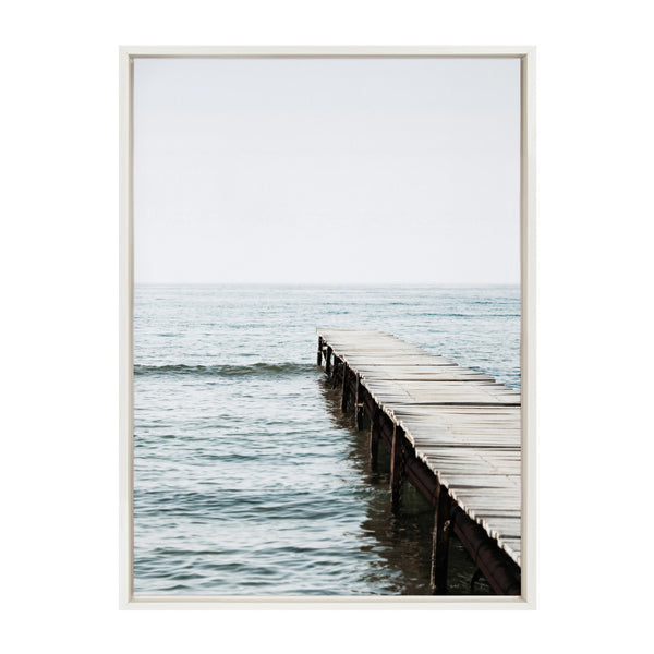 kate & laurel Sylvie White Lake Pier Framed Canvas by Amy Peterson