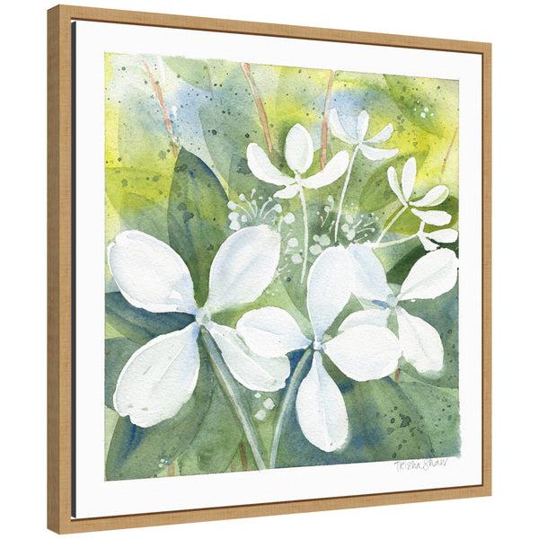 kate & laurel Sylvie White Phantom Hydrangea in Greens Framed Canvas by Patricia Shaw