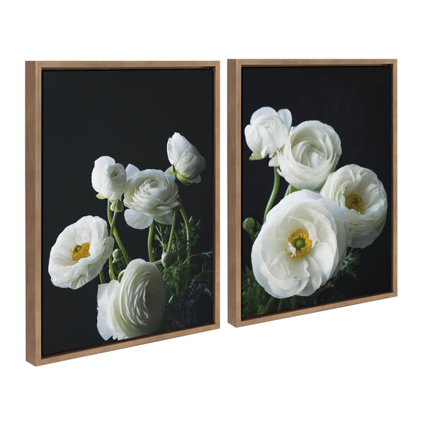 Kate & Laurel Sylvie White Ranunculus Framed Canvas Set By Emiko And Mark Franzen Of F2Images