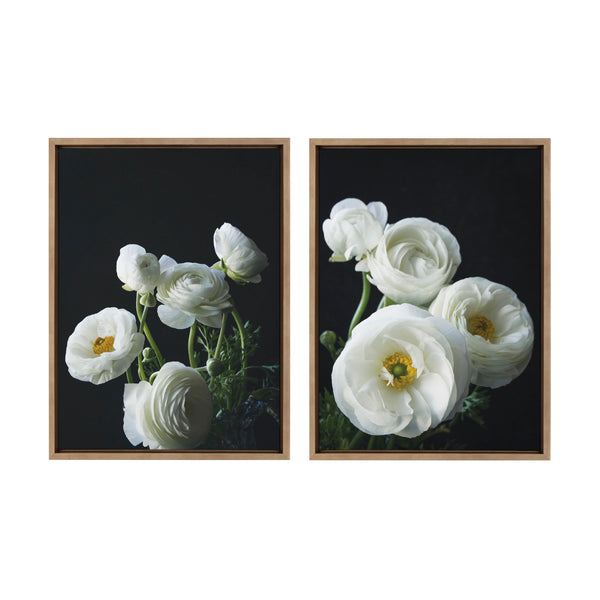 kate & laurel Sylvie White Ranunculus Framed Canvas Set by Emiko and Mark Franzen of F2Images