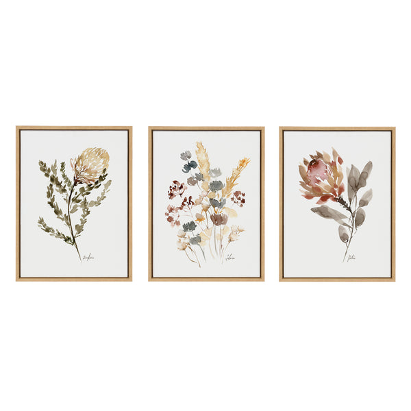 Kate & Laurel Sylvie Wild Banksia Wild Salvia And Wild King Protea Framed Canvas By Sara Berrenson
