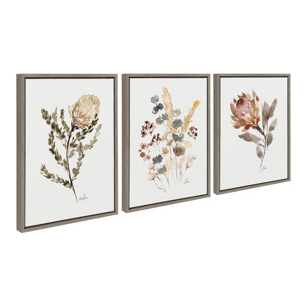 kate & laurel Sylvie Wild Banksia Wild Salvia and Wild King Protea Framed Canvas by Sara Berrenson