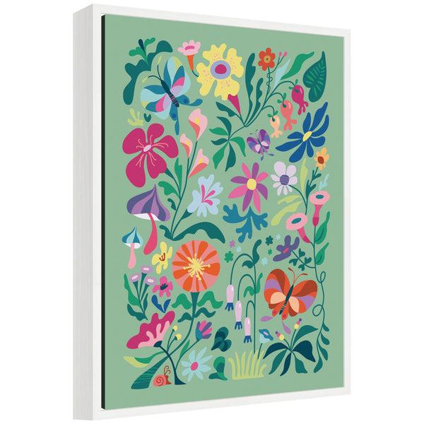 kate & laurel Sylvie Wild flowers and Butterflies Framed Canvas by Rachel Lee