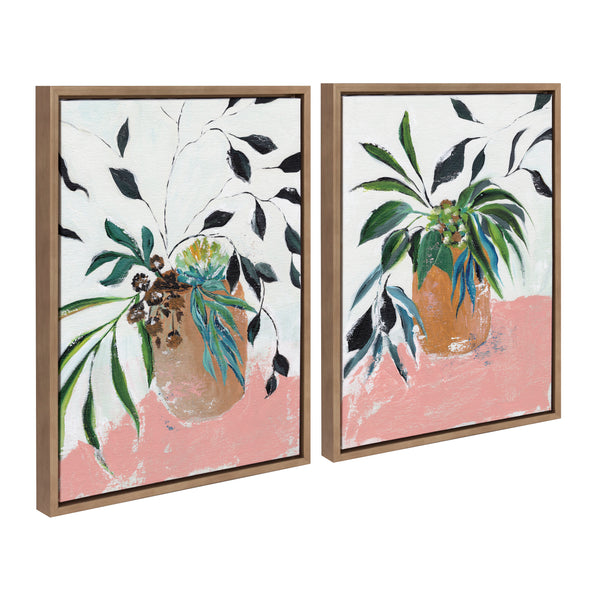 kate & laurel Sylvie Wild Foliage l and II Framed Canvas Art Set by Nikita Jariwala