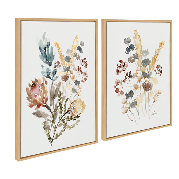 Kate & Laurel Sylvie Wildflower Bunch And Wild Salvia Framed Canvas Art Set By Sara Berrenson