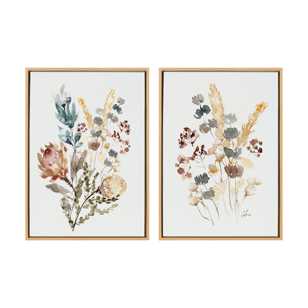 kate & laurel Sylvie Wildflower Bunch and Wild Salvia Framed Canvas Art Set by Sara Berrenson