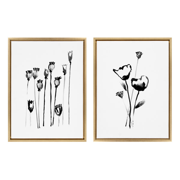 Kate & Laurel Sylvie Wildflowers And Seed Pods Framed Canvas Set By Teju Reval Of SnazzyHues