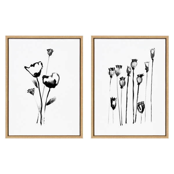 kate & laurel Sylvie Wildflowers and Seed Pods Framed Canvas Set by Teju Reval of SnazzyHues