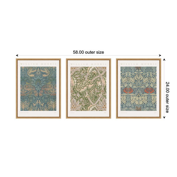 Kate & Laurel Sylvie William Morris Posters - 3 Piece Framed Canvas Art Set By The Art Institute Of Chicago