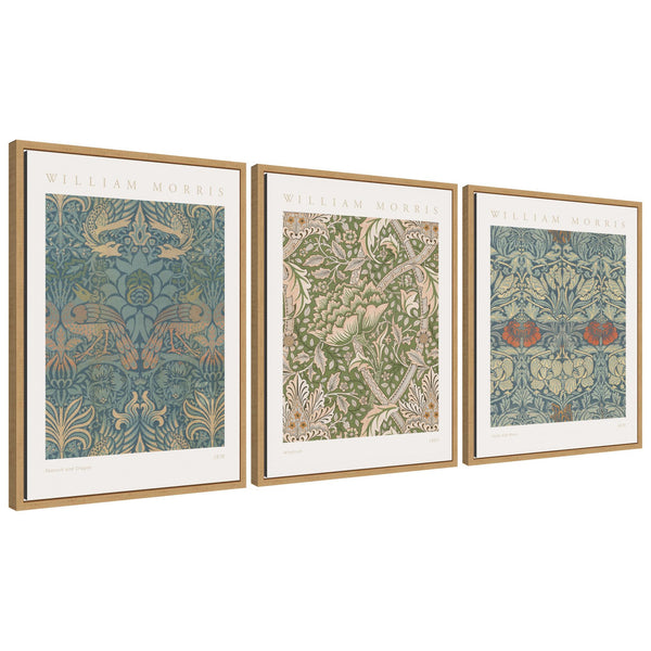 kate & laurel Sylvie William Morris Posters - 3 Piece Framed Canvas Art Set by The Art Institute of Chicago