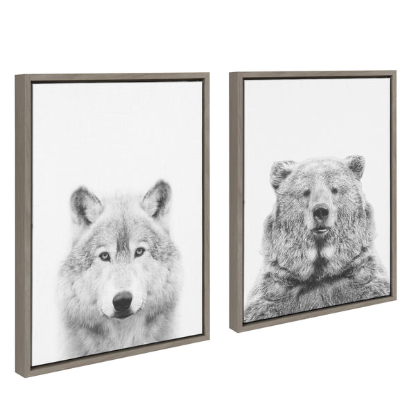 Kate & Laurel Sylvie Wolf And Bear European Framed Canvas Art Set By Simon Te Of Tai Prints