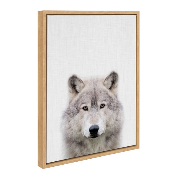 Kate & Laurel Sylvie Wolf Color Framed Canvas By Simon Te Of Tai Prints