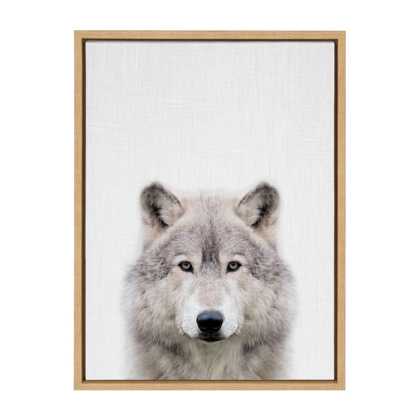 Kate & Laurel Sylvie Wolf Color Framed Canvas By Simon Te Of Tai Prints