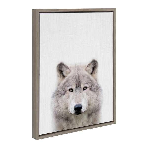 kate & laurel Sylvie Wolf Color Framed Canvas by Simon Te of Tai Prints