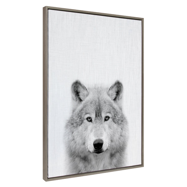 Kate & Laurel Sylvie Wolf Framed Canvas By Simon Te Tai