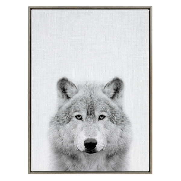 Kate & Laurel Sylvie Wolf Framed Canvas By Simon Te Tai