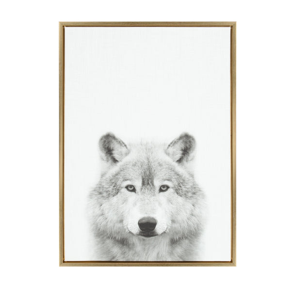 kate & laurel Sylvie Wolf Framed Canvas by Simon Te Tai
