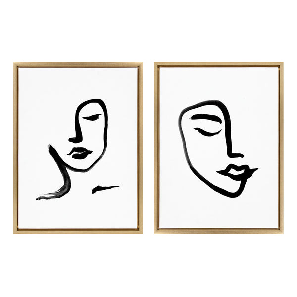 Kate & Laurel Sylvie Woman Face Art And Face Line Print Framed Canvas Art Set By Viola Kreczmer