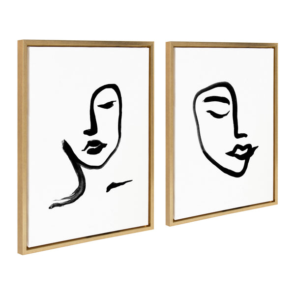 Kate & Laurel Sylvie Woman Face Art And Face Line Print Framed Canvas Art Set By Viola Kreczmer