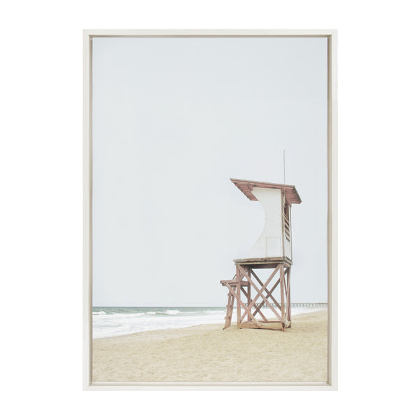 Kate & Laurel Sylvie Wood Ocean Beach Lifeguard Tower Framed Canvas By The Creative Bunch Studio