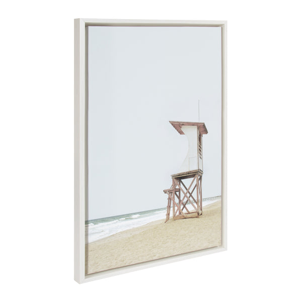 Kate & Laurel Sylvie Wood Ocean Beach Lifeguard Tower Framed Canvas By The Creative Bunch Studio