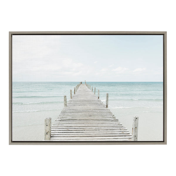 kate & laurel Sylvie Wooden Pier on Beach Framed Canvas by Amy Peterson Art Studio