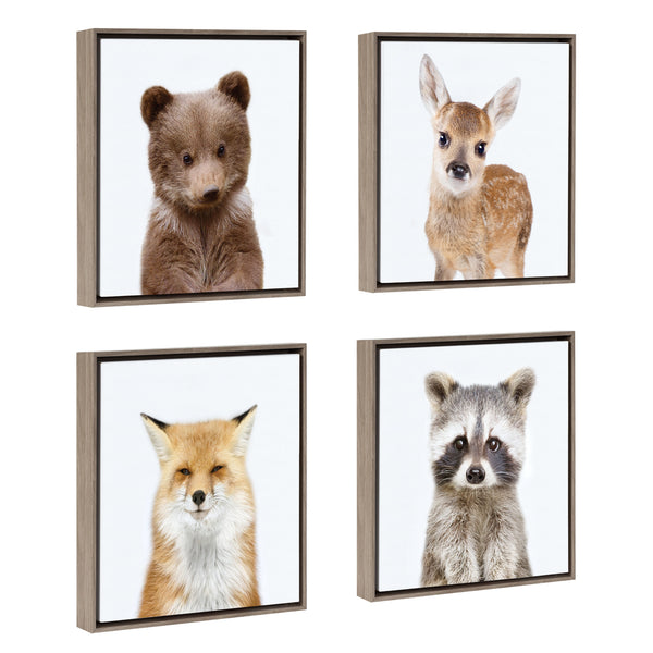 Kate & Laurel Sylvie Woodland Animal Framed Canvas Art Set By Amy Peterson