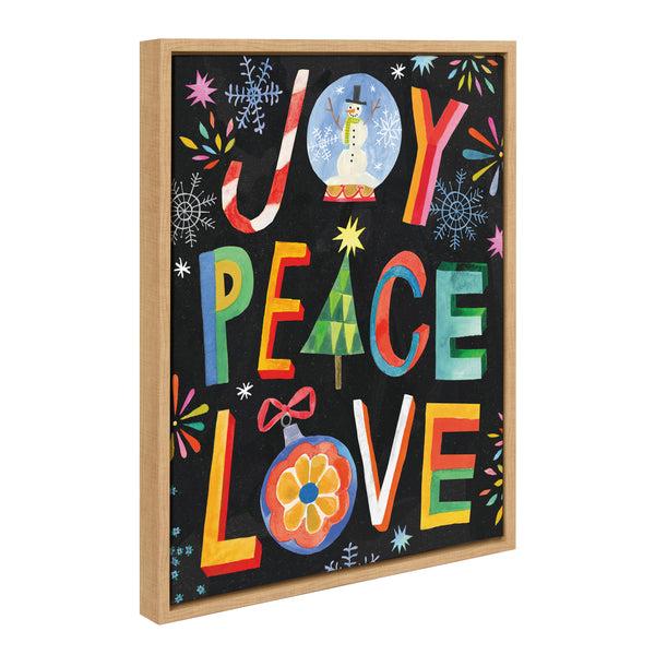 Kate & Laurel Sylvie XMAS Joy Peace Love Framed Canvas By Shannon Snow