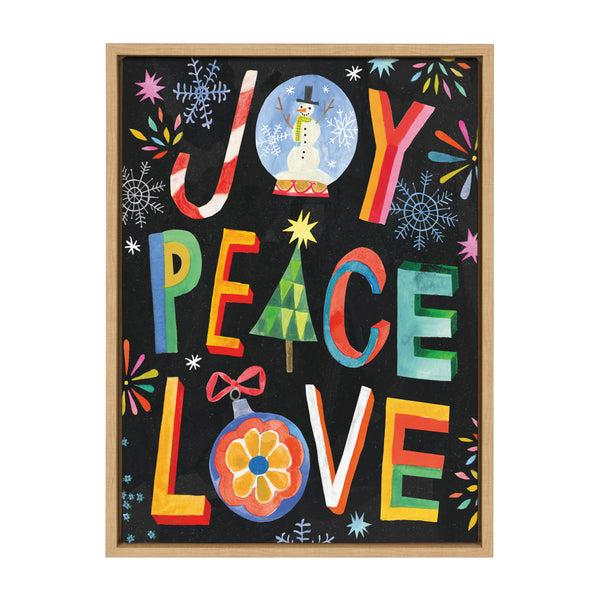 Kate & Laurel Sylvie XMAS Joy Peace Love Framed Canvas By Shannon Snow