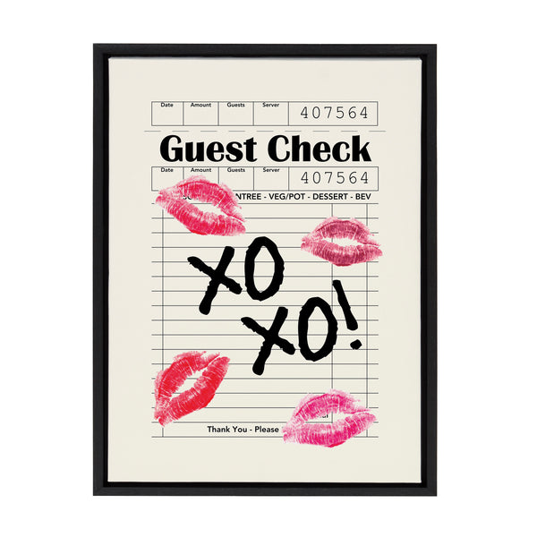 Kate & Laurel Sylvie XOXO Kisses Guest Check Framed Canvas By Alli Standefer
