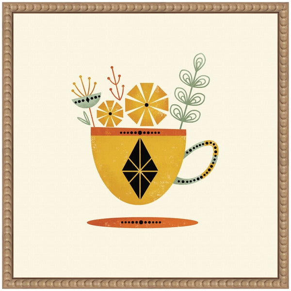 Kate & Laurel Sylvie Yellow Cup Framed Canvas By Amber Leaders