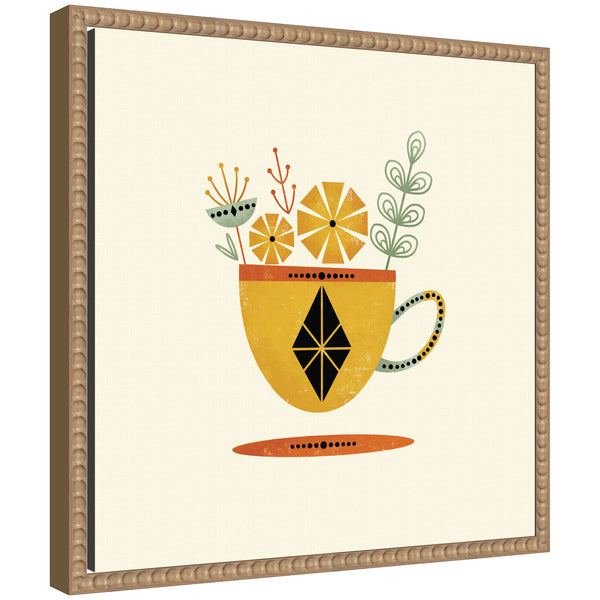 kate & laurel Sylvie Yellow Cup Framed Canvas by Amber Leaders