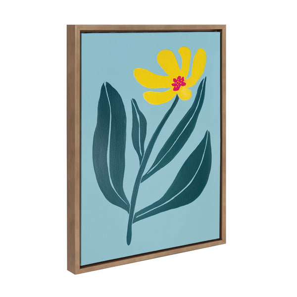 Kate & Laurel Sylvie Yellow Flower Framed Canvas By Emma Daisy