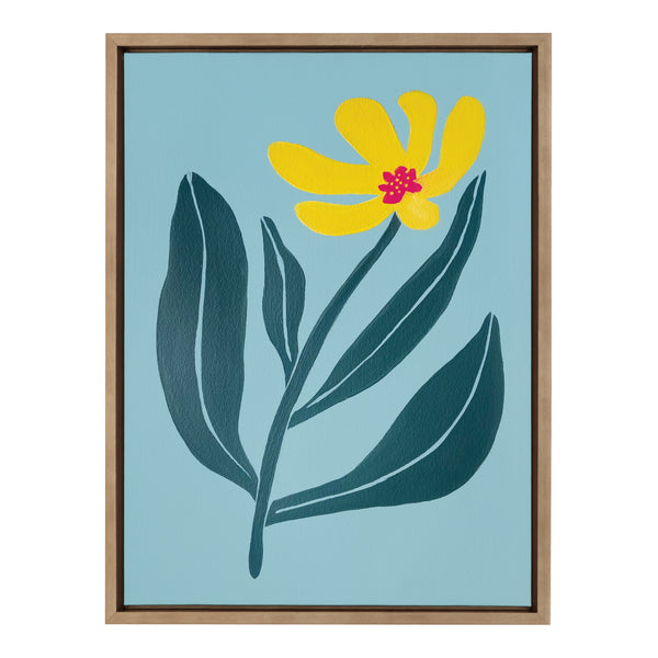 Kate & Laurel Sylvie Yellow Flower Framed Canvas By Emma Daisy