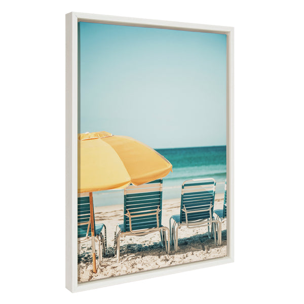 Kate & Laurel Sylvie Yellow Umbrella 2 Framed Canvas By Alicia Bock