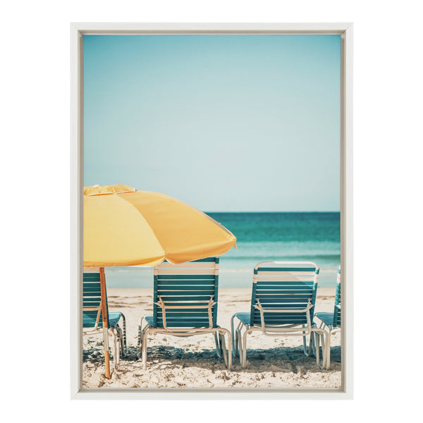 Kate & Laurel Sylvie Yellow Umbrella 2 Framed Canvas By Alicia Bock