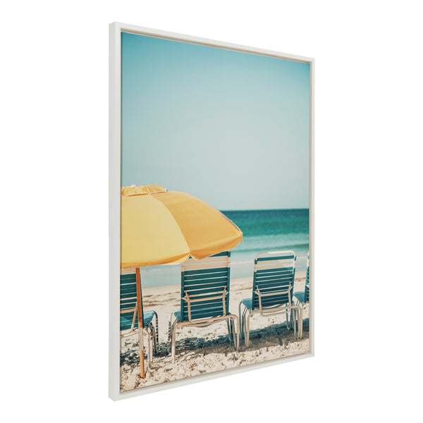 kate & laurel Sylvie Yellow Umbrella 2 Framed Canvas by Alicia Bock