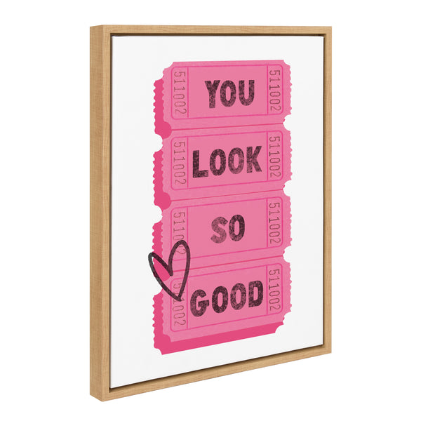 Kate & Laurel Sylvie You Look So Good Pink Tickets Framed Canvas By Alli Standefer