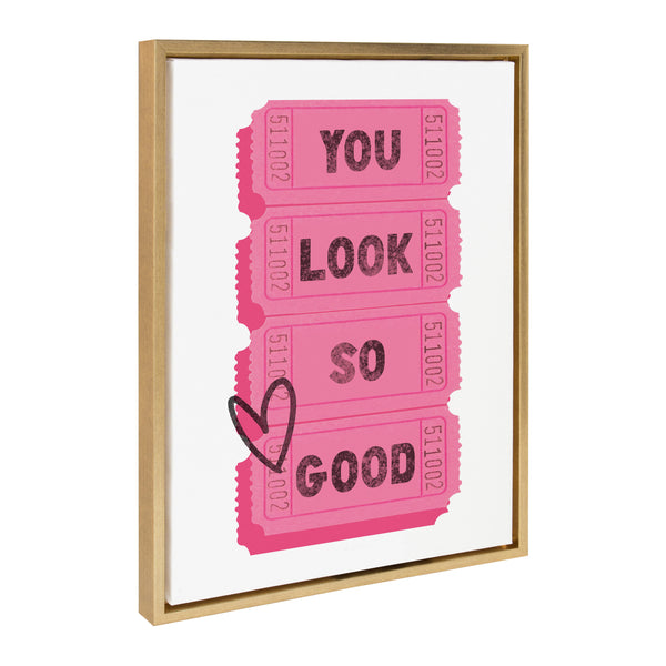 kate & laurel Sylvie You Look So Good Pink Tickets Framed Canvas by Alli Standefer