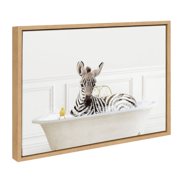 Kate & Laurel Sylvie Zebra In Bubble Bath Neutral Style Framed Canvas By Amy Peterson Art Studio