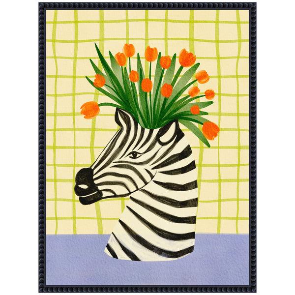 Kate & Laurel Sylvie Zebra Vase Framed Canvas By Nikita Jariwala