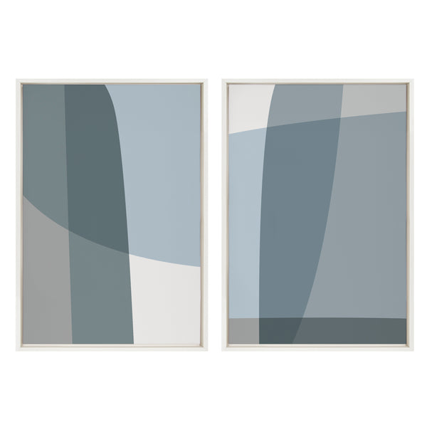 Kate & Laurel Sylvie Zen Abstract Blue And Gray Stones No 1 And No 2 Framed Canvas By The Creative Bunch Studio