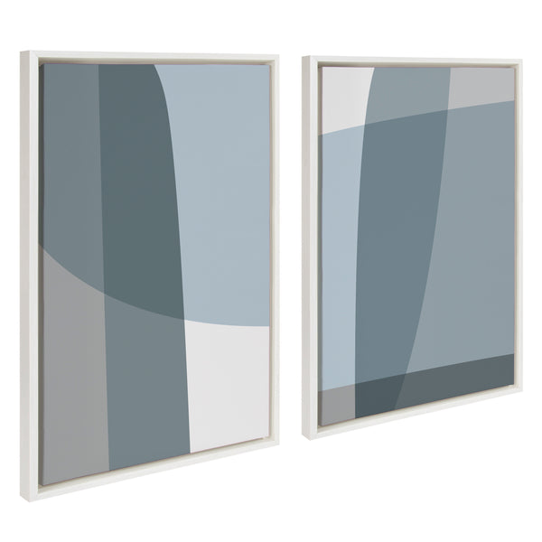 Kate & Laurel Sylvie Zen Abstract Blue And Gray Stones No 1 And No 2 Framed Canvas By The Creative Bunch Studio