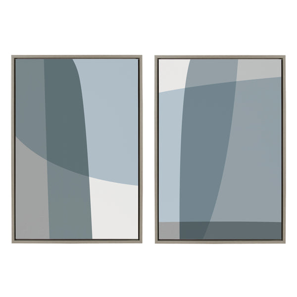 kate & laurel Sylvie Zen Abstract Blue and Gray Stones No 1 and No 2 Framed Canvas by The Creative Bunch Studio