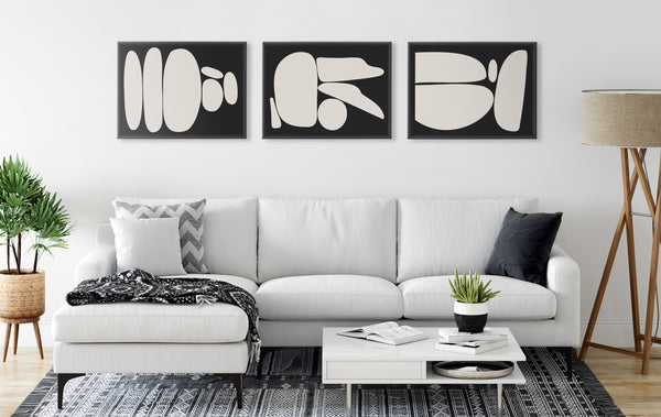 Kate & Laurel Sylvie Zen Rock Garden Black And Tan Framed Canvas Set By The Creative Bunch Studio