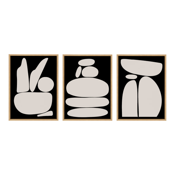 Kate & Laurel Sylvie Zen Rock Garden Black And Tan Framed Canvas Set By The Creative Bunch Studio