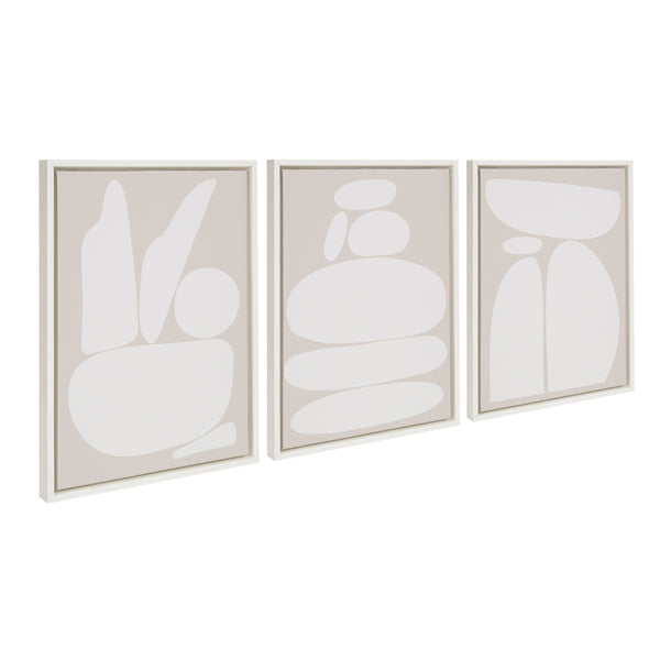 Kate & Laurel Sylvie Zen Rock Garden Neutral Framed Canvas Set By The Creative Bunch Studio