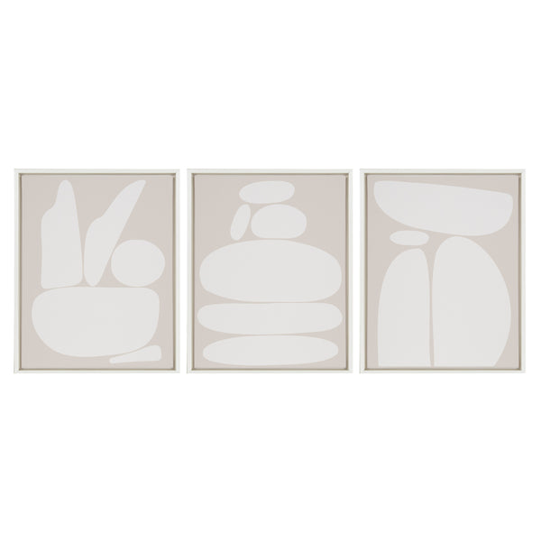 Kate & Laurel Sylvie Zen Rock Garden Neutral Framed Canvas Set By The Creative Bunch Studio