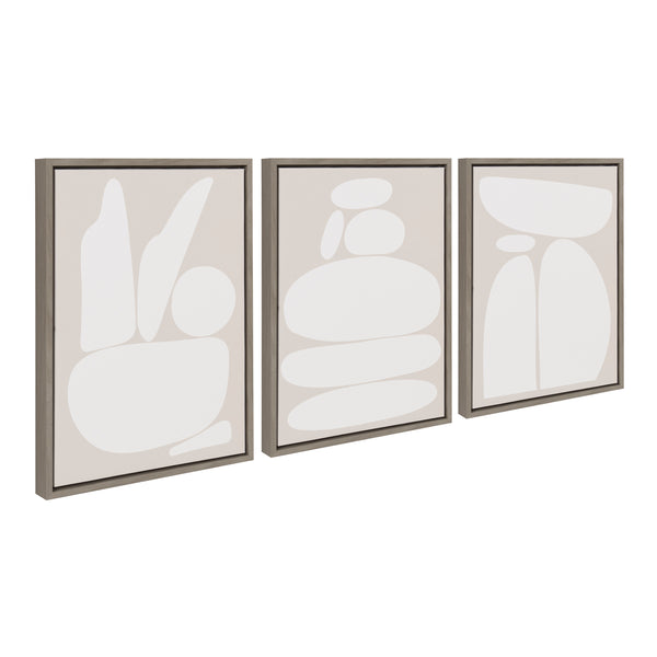 kate & laurel Sylvie Zen Rock Garden Neutral Framed Canvas Set by The Creative Bunch Studio