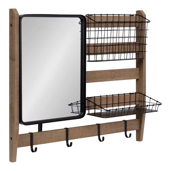Kate & Laurel Tanner Wall Organizer With Mirror And Hooks